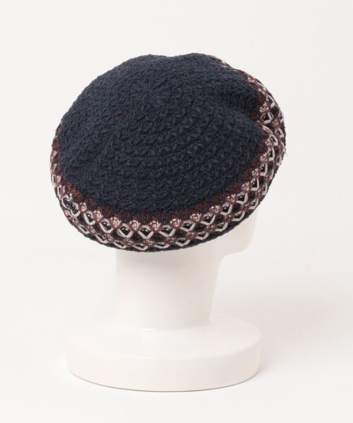 kaorinomori（カオリノモリ）の「kaorinomori シュシュベレー / カオリノモリ（ハンチング/ベレー帽・レディース・ブラウン/ホワイト/ネイビー・M/57.5cm）」の4枚目の写真