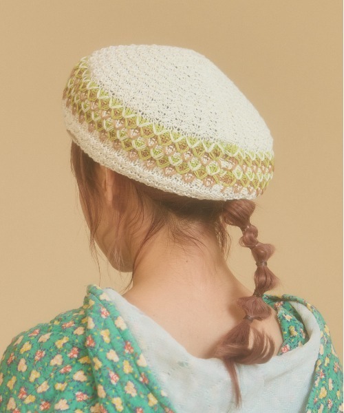 kaorinomori（カオリノモリ）の「kaorinomori シュシュベレー / カオリノモリ（ハンチング/ベレー帽・レディース・ブラウン/ホワイト/ネイビー・M/57.5cm）」の15枚目の写真