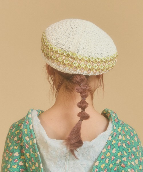 kaorinomori（カオリノモリ）の「kaorinomori シュシュベレー / カオリノモリ（ハンチング/ベレー帽・レディース・ブラウン/ホワイト/ネイビー・M/57.5cm）」の16枚目の写真