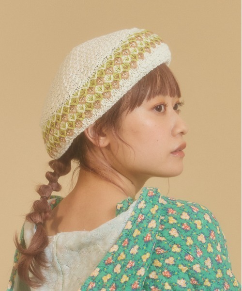 kaorinomori（カオリノモリ）の「kaorinomori シュシュベレー / カオリノモリ（ハンチング/ベレー帽・レディース・ブラウン/ホワイト/ネイビー・M/57.5cm）」の17枚目の写真