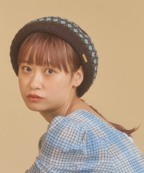 kaorinomori（カオリノモリ）の「kaorinomori シュシュベレー / カオリノモリ（ハンチング/ベレー帽・レディース・ブラウン/ホワイト/ネイビー・M/57.5cm）」の19枚目の写真