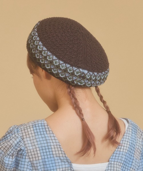 kaorinomori（カオリノモリ）の「kaorinomori シュシュベレー / カオリノモリ（ハンチング/ベレー帽・レディース・ブラウン/ホワイト/ネイビー・M/57.5cm）」の21枚目の写真