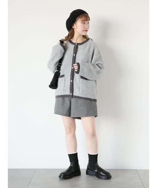 新品エポカノーカラージャケット40EPOCAカーディガングレー