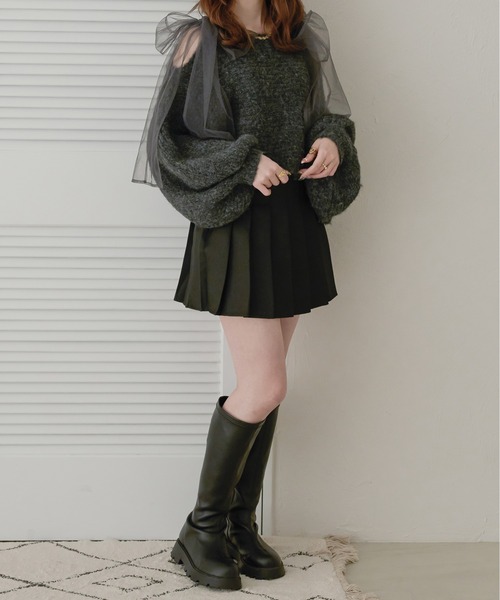 Ambre Neige(アンブルネージュ)の「プリーツミニスカパン/WEB/EC限定商品(スカート・レディース・グレー/ブラック/ベージュ・FREE)」の11枚目の写真