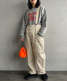 サロペット ワイドパンツ ルーズ オーバーオール ゆったり 無地 GOLDJAPAN 大きいサイズ レディース オールインワン サロペット