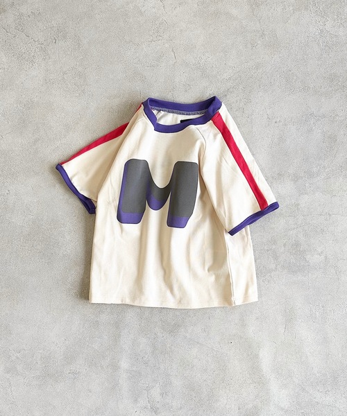 BIG FIELD（ビッグフィールド）の「サイドラインアルファベットTシャツ/UVカット（80～150cm）（Tシャツ/カットソー・キッズ・エメラルド/ライトピンク/オフホワイト・110/100/150/130/120/140/95/90/80）」の2枚目の写真