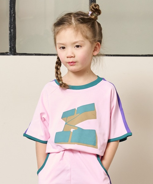 BIG FIELD（ビッグフィールド）の「サイドラインアルファベットTシャツ/UVカット（80～150cm）（Tシャツ/カットソー・キッズ・エメラルド/ライトピンク/オフホワイト・110/100/150/130/120/140/95/90/80）」の9枚目の写真