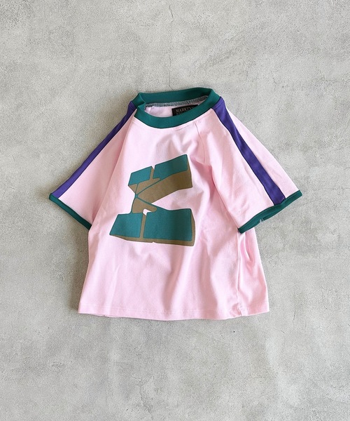 BIG FIELD（ビッグフィールド）の「サイドラインアルファベットTシャツ/UVカット（80～150cm）（Tシャツ/カットソー・キッズ・エメラルド/ライトピンク/オフホワイト・110/100/150/130/120/140/95/90/80）」の18枚目の写真