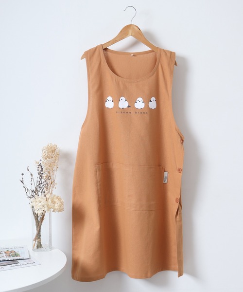 japoneira☆♡エプロン被布セット 小花柄 ドレスエプロン セット 三角巾 パープル ピンク サックス