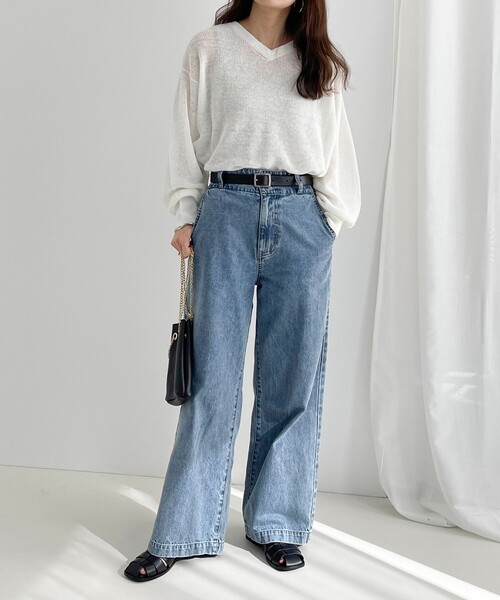 fredy emue(フレディエミュ)の「セミワイドデニムパンツ(デニムパンツ・レディース・ブルー/サックスブルー・38/36)」の12枚目の写真