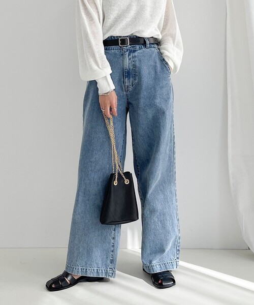 fredy emue(フレディエミュ)の「セミワイドデニムパンツ(デニムパンツ・レディース・ブルー/サックスブルー・38/36)」の13枚目の写真