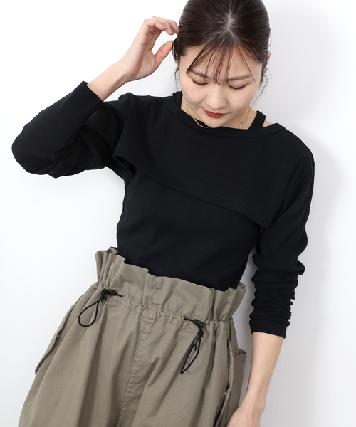SLOBE IENA(スローブイエナ)の「【MILLER/ミラー】SLOBE別注 レイヤードSET TEE(Tシャツ/カットソー・レディース・ブラウン/ホワイト/ブラック・FREE)」の3枚目の写真