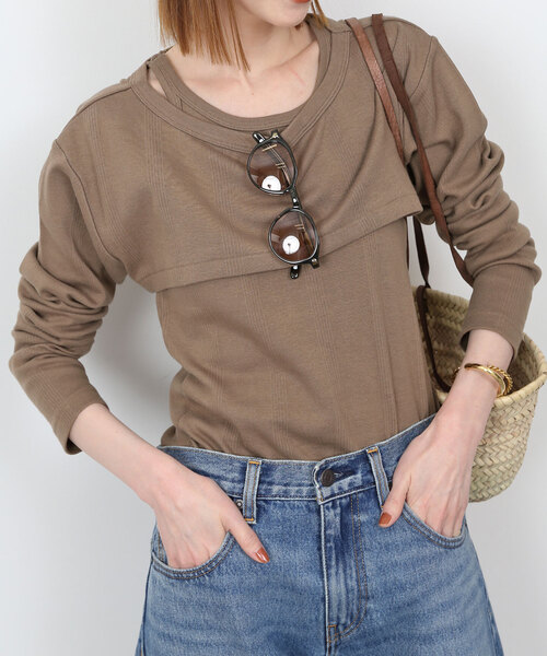 SLOBE IENA(スローブイエナ)の「【MILLER/ミラー】SLOBE別注 レイヤードSET TEE(Tシャツ/カットソー・レディース・ブラウン/ホワイト/ブラック・FREE)」の7枚目の写真