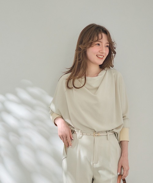 12Twelve Agenda(トゥエルブ アジェンダ)の「ウォッシャブル袖先リブゆるブラウス(シャツ/ブラウス・レディース・サックスブルー/アイボリー/チャコールグレー/グレイッシュベージュ・M)」の7枚目の写真