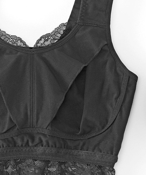 aimerfeel（エメフィール）の「【グラマーサイズ】しっかり美胸 夢ごこち 綿混 ナイトブラ 単品ブラジャー（ナイトブラ・レディース・ブラック/スモークピンク・SG/MG/LG/LLG）」の4枚目の写真