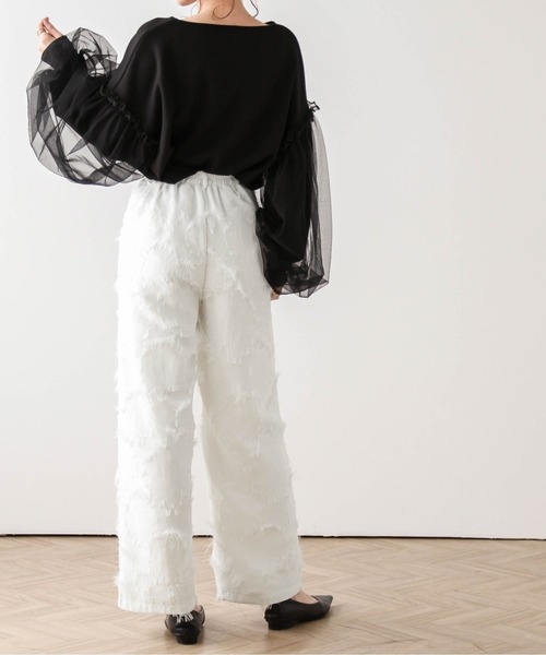 AMELY(エミリー)の「フリンジストレートパンツ(その他パンツ・レディース・ホワイト/ブラック・L/M)」の5枚目の写真