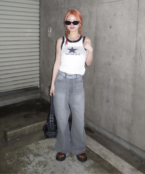 sedacle girl（セダクルガール）の「リンガーニットタンク（タンクトップ・レディース・ブラック/オフホワイト/グレー/ピンク/ベージュ/ネイビー/ブラウン/ボルドー・FREE）」の14枚目の写真