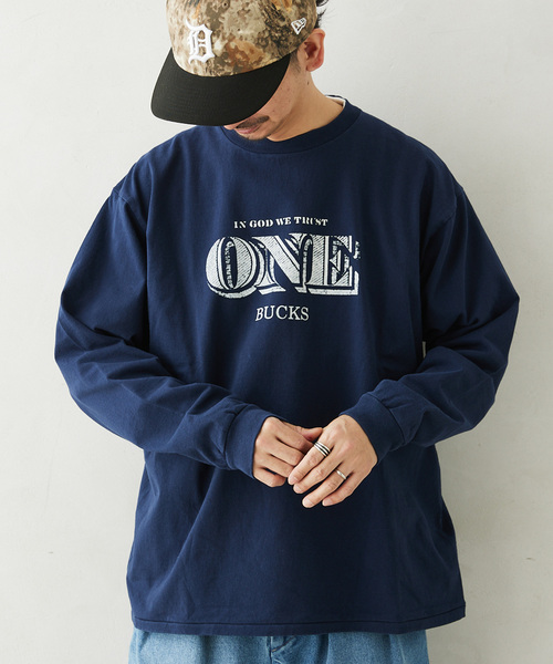JOURNAL STANDARD relume(ジャーナルスタンダード レリューム)の「【NATION BRANKS / ネーションブランクス】プリントロングスリーブTシャツ(Tシャツ/カットソー・メンズ・アイボリー/コバルトブルー/ベージュ系その他/チャコールグレー・LARGE/MEDIUM)」の4枚目の写真