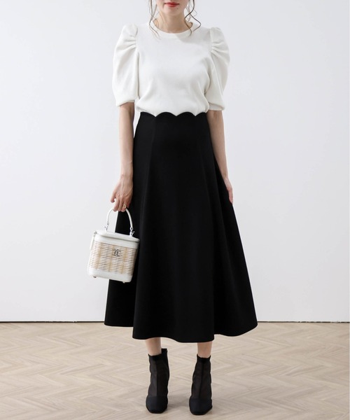 AMELY（エミリー）の「スカラップデザインフレアスカート（スカート・レディース・ブラック/ネイビー/グレー・L/M）」の2枚目の写真