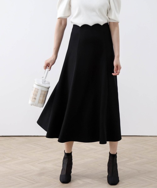 AMELY（エミリー）の「スカラップデザインフレアスカート（スカート・レディース・ブラック/ネイビー/グレー・L/M）」の6枚目の写真