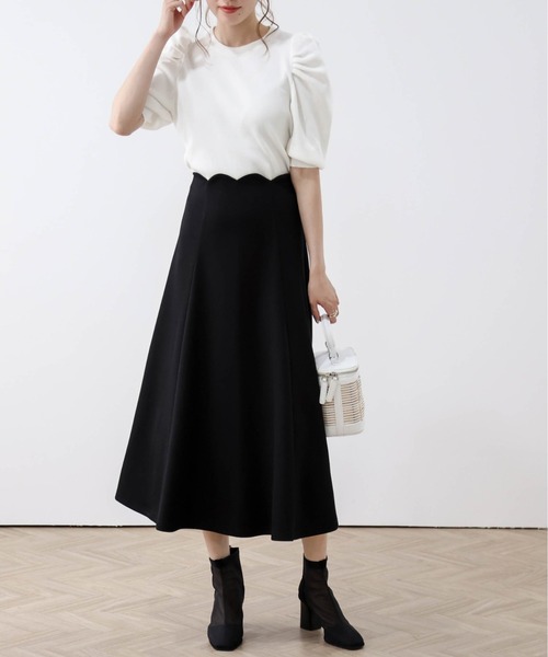 AMELY（エミリー）の「スカラップデザインフレアスカート（スカート・レディース・ブラック/ネイビー/グレー・L/M）」の9枚目の写真