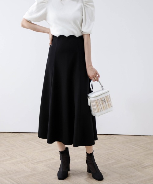 AMELY（エミリー）の「スカラップデザインフレアスカート（スカート・レディース・ブラック/ネイビー/グレー・L/M）」の5枚目の写真