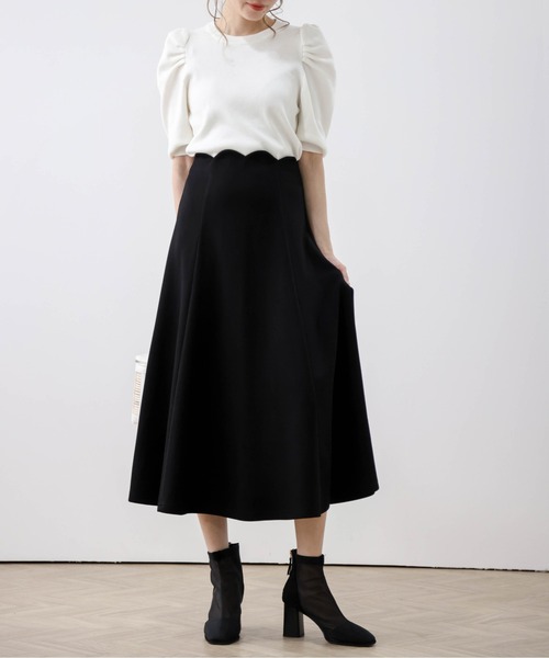 AMELY（エミリー）の「スカラップデザインフレアスカート（スカート・レディース・ブラック/ネイビー/グレー・L/M）」の10枚目の写真