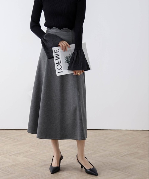AMELY（エミリー）の「スカラップデザインフレアスカート（スカート・レディース・ブラック/ネイビー/グレー・L/M）」の13枚目の写真