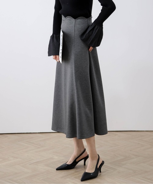 AMELY（エミリー）の「スカラップデザインフレアスカート（スカート・レディース・ブラック/ネイビー/グレー・L/M）」の12枚目の写真