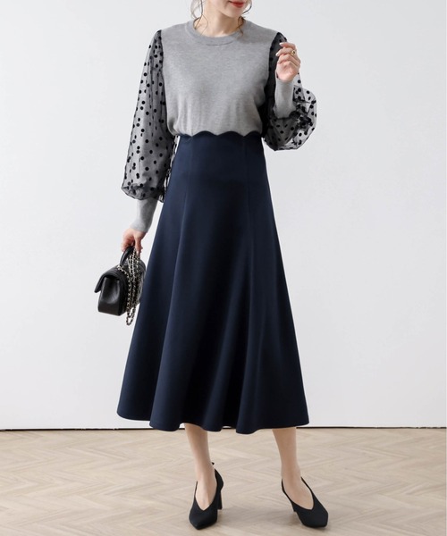 AMELY（エミリー）の「スカラップデザインフレアスカート（スカート・レディース・ブラック/ネイビー/グレー・L/M）」の21枚目の写真