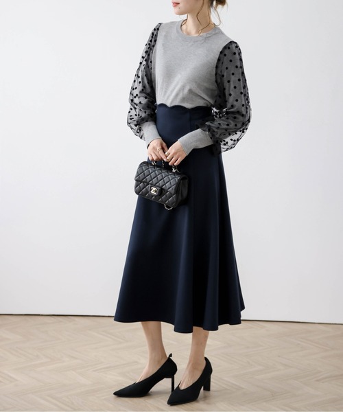 AMELY（エミリー）の「スカラップデザインフレアスカート（スカート・レディース・ブラック/ネイビー/グレー・L/M）」の22枚目の写真