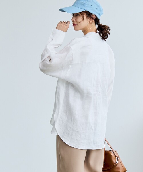 coen(コーエン)の「【RONEL】European Flax(ヨーロピアンフレックス) ベーシックシャツ(シャツ/ブラウス・レディース・イエロー/ブラック/ナチュラル/オフホワイト・M/S)」の6枚目の写真