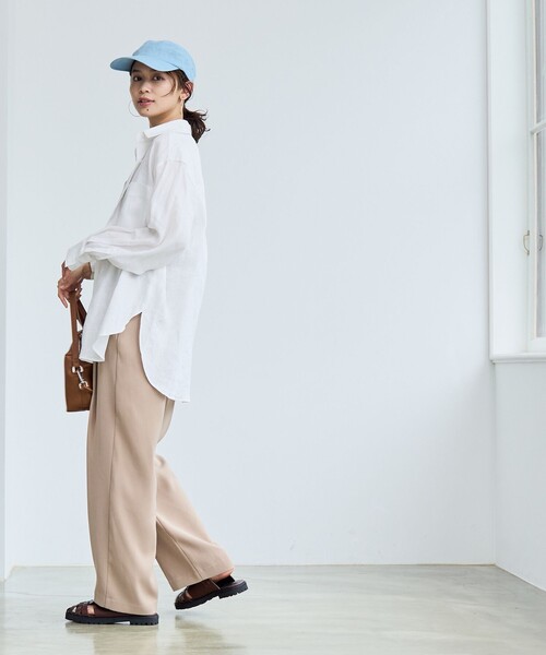 coen(コーエン)の「【RONEL】European Flax(ヨーロピアンフレックス) ベーシックシャツ(シャツ/ブラウス・レディース・イエロー/ブラック/ナチュラル/オフホワイト・M/S)」の9枚目の写真