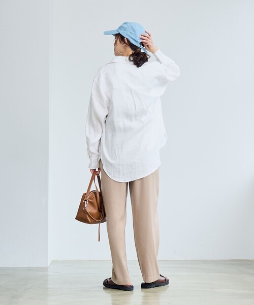 coen(コーエン)の「【RONEL】European Flax(ヨーロピアンフレックス) ベーシックシャツ(シャツ/ブラウス・レディース・イエロー/ブラック/ナチュラル/オフホワイト・M/S)」の11枚目の写真