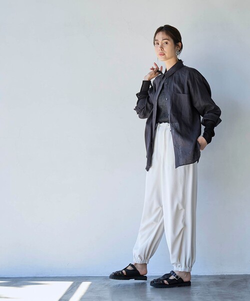 coen(コーエン)の「【RONEL】European Flax(ヨーロピアンフレックス) ベーシックシャツ(シャツ/ブラウス・レディース・イエロー/ブラック/ナチュラル/オフホワイト・M/S)」の15枚目の写真