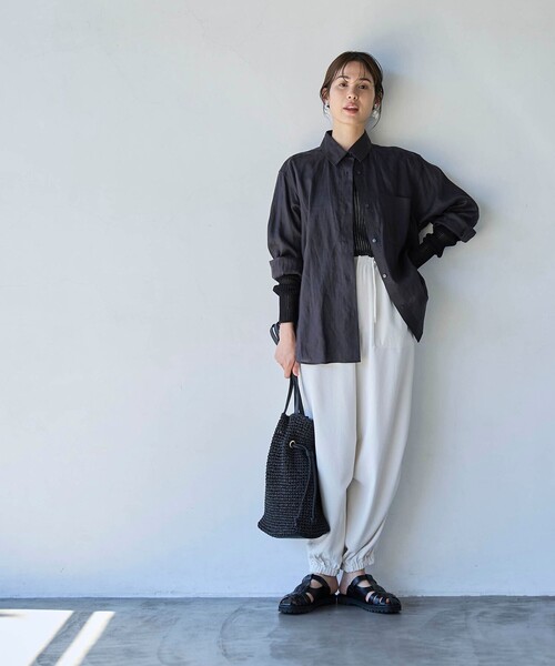 coen(コーエン)の「【RONEL】European Flax(ヨーロピアンフレックス) ベーシックシャツ(シャツ/ブラウス・レディース・イエロー/ブラック/ナチュラル/オフホワイト・M/S)」の16枚目の写真
