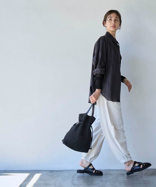 coen(コーエン)の「【RONEL】European Flax(ヨーロピアンフレックス) ベーシックシャツ(シャツ/ブラウス・レディース・イエロー/ブラック/ナチュラル/オフホワイト・M/S)」の17枚目の写真