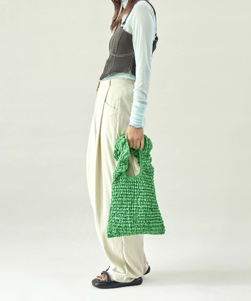 CONTROL FREAK（コントロールフリーク）の「【CONTROL FREAK】クランプルハンドバッグ 234-120510（ハンドバッグ・レディース・ブラック/グリーン/ホワイト・FREE）」の16枚目の写真