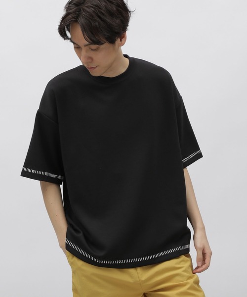 美品★ラッフル Tシャツ カットソー ブラック 36 セール】ダンボールステッチT / 108763（Tシャツ/カットソー