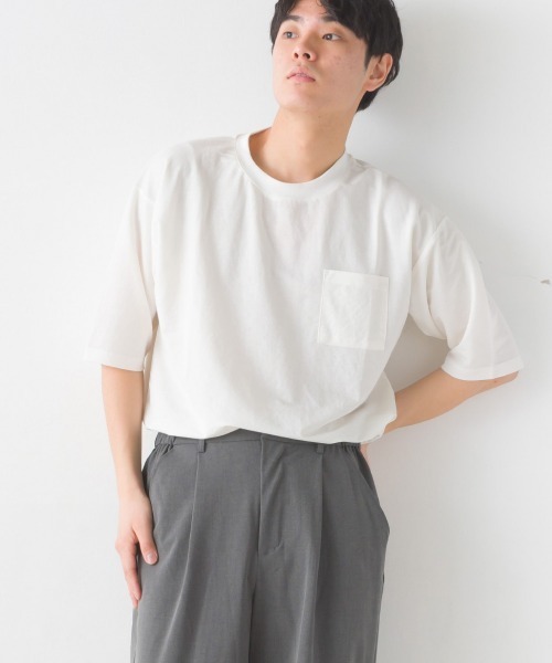 OMNES(オムネス)の「メンズ接触冷感レーヨンナイロンポケット付きTシャツ半袖(Tシャツ/カットソー・メンズ・キャメル/ネイビー/ブラック/ホワイト/グレー・MEDIUM/LARGE)」の2枚目の写真