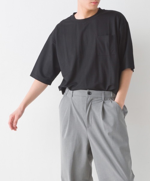 セール】メンズ接触冷感レーヨンナイロンポケット付きTシャツ半袖（T