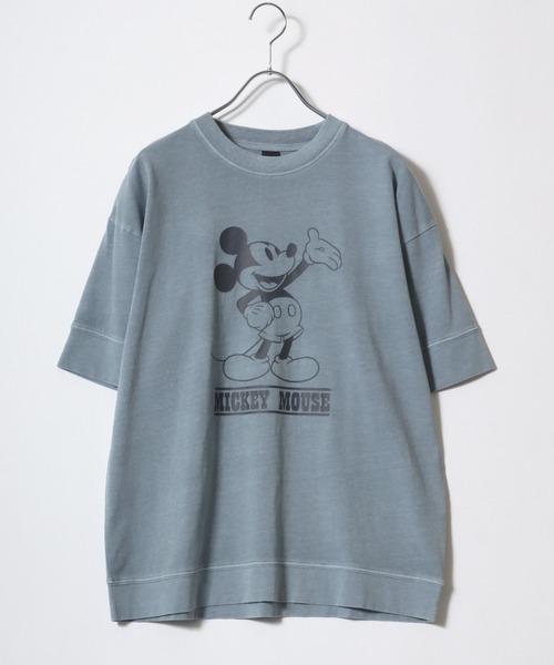 Disney(ディズニー)の「Disney/ディズニー ミッキー ヴィンテージライク フロント バックプリント スウェット半袖Tシャツ レディース メンズ(Tシャツ/カットソー・レディース・ピンク系その他/ブルー系その他/スミクロ・M/L/LL)」の4枚目の写真