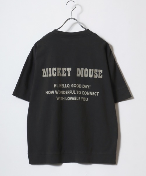 Disney(ディズニー)の「Disney/ディズニー ミッキー ヴィンテージライク フロント バックプリント スウェット半袖Tシャツ レディース メンズ(Tシャツ/カットソー・レディース・ピンク系その他/ブルー系その他/スミクロ・M/L/LL)」の9枚目の写真