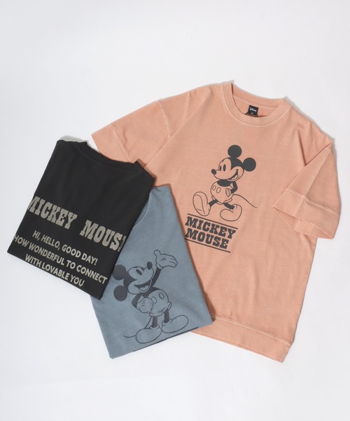Disney(ディズニー)の「Disney/ディズニー ミッキー ヴィンテージライク フロント バックプリント スウェット半袖Tシャツ レディース メンズ(Tシャツ/カットソー・レディース・ピンク系その他/ブルー系その他/スミクロ・M/L/LL)」の19枚目の写真