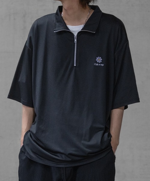 【セール】【a】とろみジョーゼット フラワーエンブロイダリー ハーフジップ（Tシャツ/カットソー）｜JOHN'S CLOSET（ジョンズクローゼット）