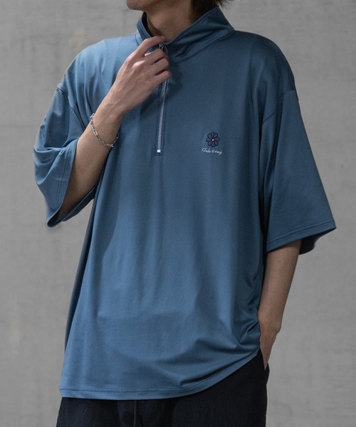 JOHN'S CLOSET(ジョンズクローゼット)の「【a】とろみジョーゼット フラワーエンブロイダリー ハーフジップ(Tシャツ/カットソー・メンズ・ブルー/グレイッシュベージュ/ブラック・MEDIUM/LARGE)」の22枚目の写真