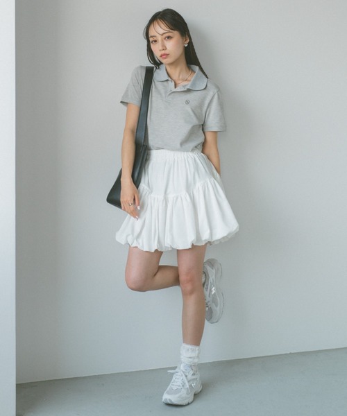 VANNIE U（ヴァニーユー）の「オーバルロゴポロシャツ（ポロシャツ・レディース・ブルー/アイボリー/ライトグレー/ベージュ/ネイビー・FREE）」の6枚目の写真