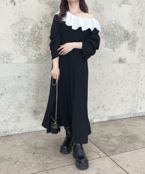apres jour（アプレジュール）の「French girly collection ケープデザインフレアワンピース【ZOZOTOWN限定アイテム】（ワンピース・レディース・ブラック系その他/グレー系その他・フリー/X-LARGE）」の16枚目の写真