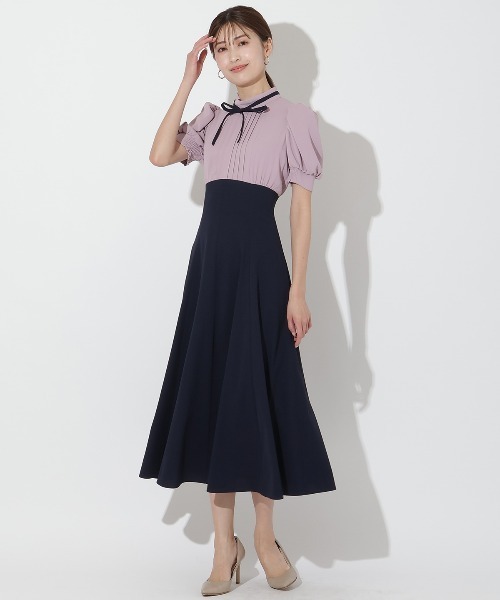 And Couture アンドクチュール 配色切替ピンタックドレス AND COUTURE（アンドクチュール）の「配色切替ピンタックドレス