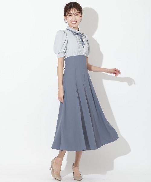 AND COUTURE（アンドクチュール）の「配色切替ピンタックドレス